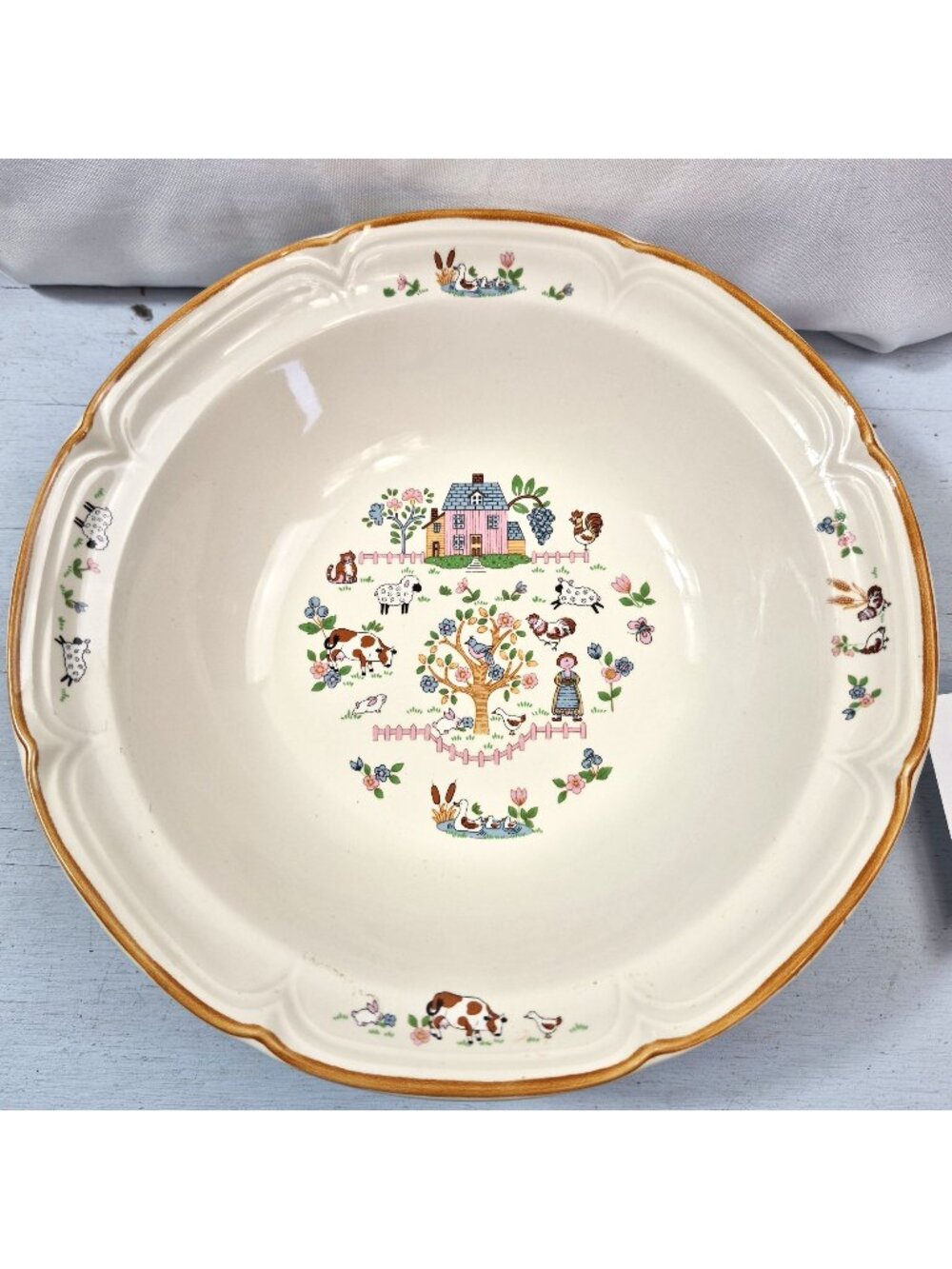 Jamestown China Country Home Large Serving Bowl Farmhouse Scene Japan